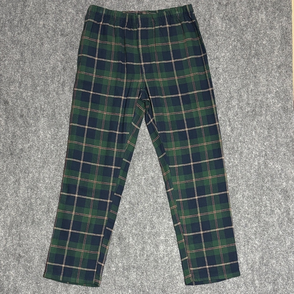 The Company Store Men's Navy and Green Plaid Lounge Pants